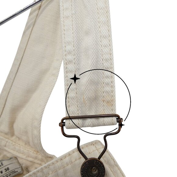 Free People Cream Pinafore Mini Dress Size W30 Cottagecore Layering Bib Overalls - Picture 13 of 13